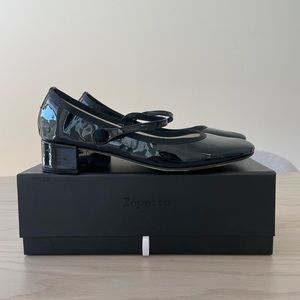Repetto Rose Mary Jane Black Patent Ballet Heels size 39